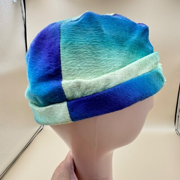 Vintage 1950s Miss Lucille for Frost Bros Felt Hat Turban Style Ombre Blue - Picture 5 of 8